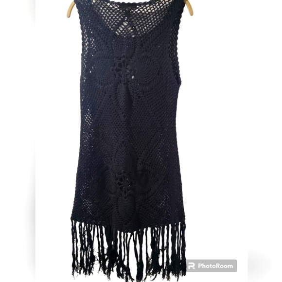 Crochet Black Cover-Up Size 0X - Picture 2 of 4